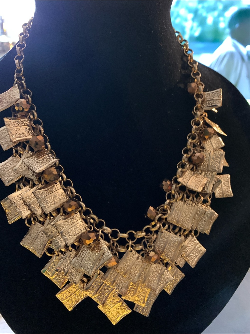 Gold-Tone Textured Statement Layered Charm Necklace - Women Jewelry